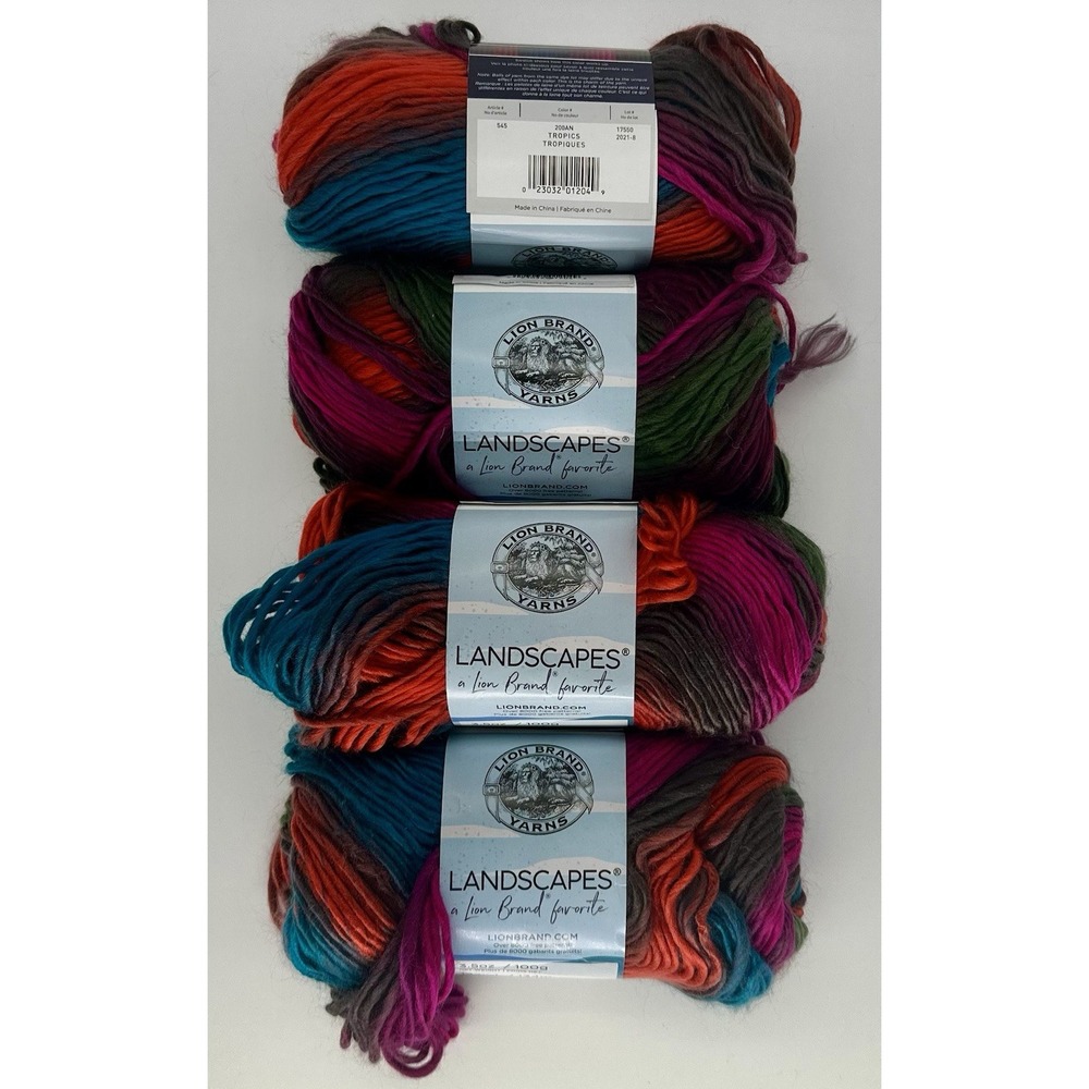 Lion Brand Landscapes Yarn Tropics Lot of 4 Skeins Multicolor DISCONTINUED NEW